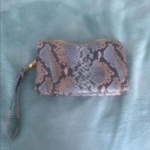 Gray and Pink Snakeskin Clutch Wristlet